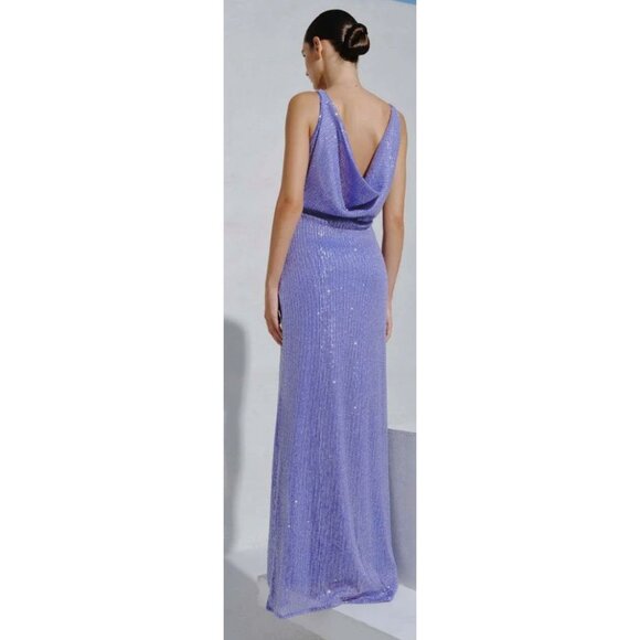 Baobab Drape Neck Teva Sequin Formal Gown Maxi Dress Size Large NWT - Picture 3 of 9